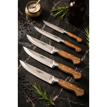 Lazbisa Hand Craft Mutfak Bıçak Seti Et Ekmek Sebze Bıçağı 5 Li Set Günlük Kullanım ( Mtf-037 )