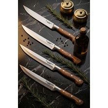 Lazbisa Hand Craft Mutfak Bıçak Seti Et Ekmek Sebze Meyve Doğrama Bıçağı 4 Lü Günlük Kullanım ( Mtf-050 )