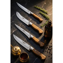 Lazbisa Hand Craft Mutfak Bıçak Seti Et Ekmek Sebze Meyve Bıçağı 4 Lü Set Günlük Kullanım ( Mtf-583 )