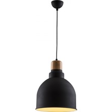 Avonni AV-4100-A2-BSY-30 Siyah Boya Modern Avize E27 Metal Ahşap H: 85 cm, Ø: 30 cm