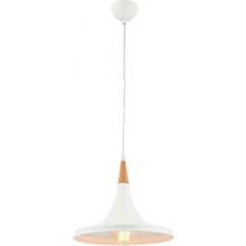Avonni AV-4100-A6-BBY Beyaz Boya Modern Avize E27 Metal Ahşap H: 90 cm, Ø: 32 cm