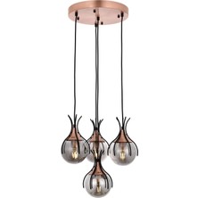 Avonni AV-1766-4T-BSY Siyah Boya Modern Avize E27 Metal Cam H: 100 cm, Ø: 40 cm