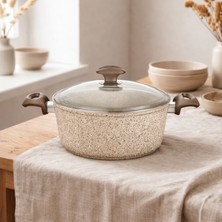 Falez Creamy Granit Derin Tencere 22 cm
