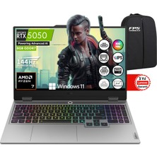 Lenovo Loq 15AHP10 Amd Ryzen 7 250 RTX5050 100W 16GB Ram 512GB SSD 15.6" Fhd IPS 144Hz W11 83JG006CTR Taşınabilir Bilgisayar