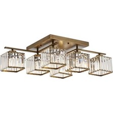 Avonni AV-1795-6E Eskitme Kaplama Modern Avize E27 Metal Kristal H: 22 cm, WxD: 80x40 cm