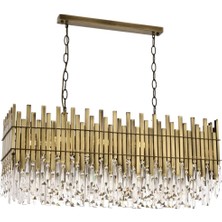 Avonni AV-1767-E100X35 Eskitme Kaplama Modern Avize E27 Metal Kristal H: 100 cm, WxD: 100x35 cm