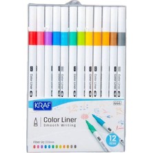 Kraf Color Liner Keçe Uçlu Kalem Seti 0.5mm (12'li)