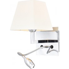 Avonni HAP-9064-LED Krom Kaplama Aplik E14 Metal Kumaş H: 27 cm, WxD: 22x25 cm