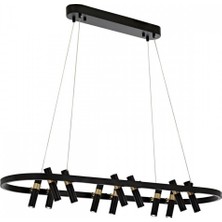 Avonni AV-4342-12YM-BSY Siyah Boya Modern Avize LED Metal H: 80 cm, WxD: 100x34 cm