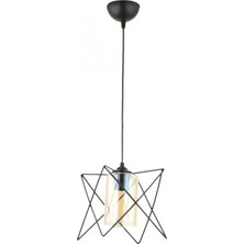 Avonni AV-65076-BSY Siyah Boya Modern Avize E27 Metal Cam H: 60 cm, Ø: 20 cm