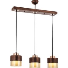 Avonni AV-4288-3Y-CPR Bakır Boya Modern Avize E27 Metal Cam H: 75 cm, WxD: 70x15 cm