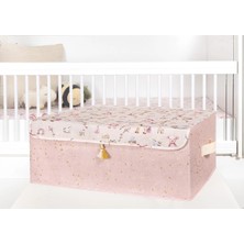 Nacario Baby Püsküllü Kapaklı Kutu Düzenleyici Çok Amaçlı Organizer Kutu Baza Boy (Pembe) -04249