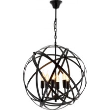 Avonni AV-4183-6BSY Siyah Boya Modern Avize E14 Metal H: 90 cm, Ø: 50 cm