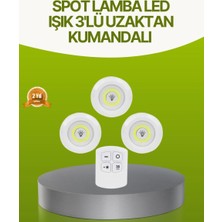 Epilons Uzaktan Kumandalı 3 Lü Kablosuz Led Spot Lamba Seti Yapışkanlı Pratik Kullanım
