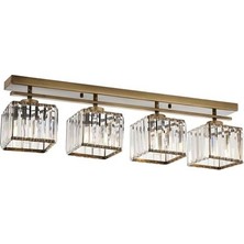 Avonni AV-1795-4EY Eskitme Kaplama Modern Avize E27 Metal Kristal H: 22 cm, WxD: 80x15 cm