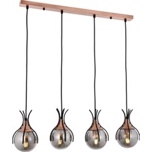 Avonni AV-1766-4Y-BSY Siyah Boya Modern Avize E27 Metal Cam H: 80 cm, WxD: 70x13 cm