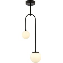 Avonni AV-1897-2BSY Siyah Boya Modern Avize G9 Metal Cam H: 130 cm, WxD: 20x12 cm