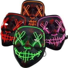Epilons Led Işıklı Neon Maske Cadılar Bayramı Maskesi Korkunç Korku Maskesi