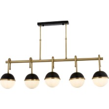 Avonni AV-1895-5EY Eskitme/Siyah Boya/Kaplama Modern Avize E27 Metal Cam H: 70 cm, WxD: 100x15 cm