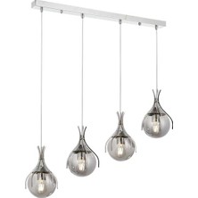 Avonni AV-1766-4KY Krom Kaplama Modern Avize E27 Metal Cam H: 80 cm, WxD: 70x13 cm