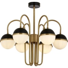 Avonni AV-1895-6E Eskitme/Siyah Boya/Kaplama Modern Avize E27 Metal Cam H: 70 cm, Ø: 60 cm