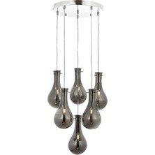 Avonni AV-1697-6KT Krom Kaplama Modern Avize E14 Metal Cam H: 100 cm, Ø: 50 cm