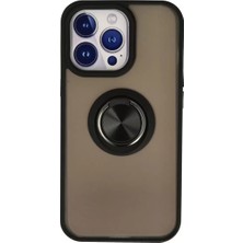 LTG Nova Iphone 13 Kılıf Montreal Yüzüklü Silikon Kapak - Siyah