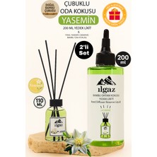 Ilgaz 2'li Set Yasemin Bambu Yedek Likit Yedek Şişe 200 ml + Jasmine Çubuklu Oda Kokusu  110 ml