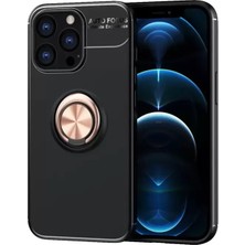 LTG Nova Iphone 13 Kılıf Range Yüzüklü Silikon - Siyah-Gold