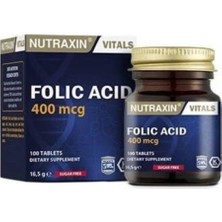 Nutraxin Folic Acid 400 Mcg 100 Tablet Takviye Gıda İçeriği ile Türkiye Menşeli