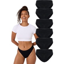 Forever More 6'lı Dikişsiz Basic Kadın Slip Külot %80 Polyamid %20 Elastan Siyah Renkli Konforlu Tasarım