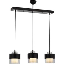 Avonni AV-4288-3Y-BSY Siyah Boya Modern Avize E27 Metal Cam H: 75 cm, WxD: 70x15 cm