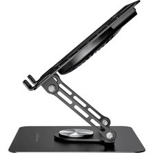 Addison AD-RC36 Steely 360 Derece Dönebilen Fanlı Rgb Işıklı Ayarlanabilir Siyah Metal Laptop Stand