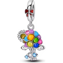 Fubena Renkli Buket Sallantılı Gümüş Charm