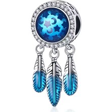 Fubena Mavi Taşlı Spiritüel Gümüş Charm