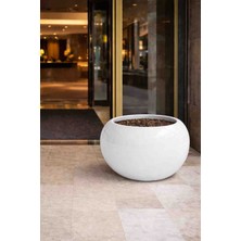 Mydecorza Fiberglas Bahçe Dekorasyonu Küre Model Vazo Saksı Renkleri: Beyaz/gri/turuncu