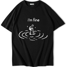 Brz Collection Unisex Oversize I'm Fine T-Shirt Siyah