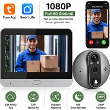 Qasul Wifi Akıllı Kapı Kamerası 4.3" Ekran 1080P Hd Görüntülü Kapı Dürbünü Pır Sensörlü