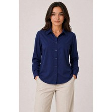 Alfanora Kadın Uzun Kol Gömlek Düğmeli Klasik Yaka Günlük ve Ofis Şıklığına Uygun - Lacivert