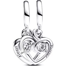 Fubena Always & Forever Yazılı Ayrılabilir Taşlı Kalp Sallantılı Charm