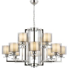 Avonni AV-4285-12K Krom Kaplama Modern Avize E27 Metal Cam H: 100 cm, Ø: 105 cm