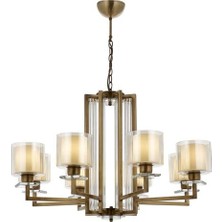 Avonni AV-4285-8E Eskitme Kaplama Modern Avize E27 Metal Cam H: 90 cm, Ø: 80 cm