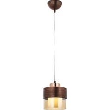 Avonni AV-4288-1CPR Bakır Boya Modern Avize E27 Metal Cam H: 70 cm, Ø: 15 cm