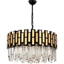 Avonni AV-4293-BSY60 Siyah Boya Modern Avize E14 Metal Cam H: 100 cm, Ø: 60 cm