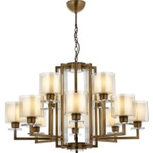 Avonni AV-4285-12E Eskitme Kaplama Modern Avize E27 Metal Cam H: 100 cm, Ø: 105 cm