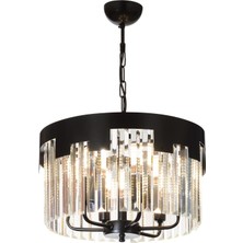 Avonni AV-65225-BSY40 Siyah Boya Klasik Avize E14 Metal Kristal H: 60 cm, Ø: 40 cm