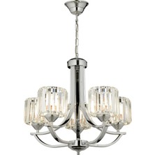 Avonni AV-65226-5K Krom Kaplama Modern Avize E27 Metal Kristal H: 82 cm, Ø: 55 cm