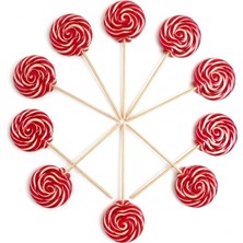 Honey Candy Balcı Şekerleme Büyük Boy 50 Adet 30 gr Sosyete Şeker Çilek Aromalı Lolipop Kırmızı Beyaz