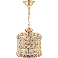 Avonni AV-65240-1S Sarı Kaplama Modern Avize E27 Metal Kristal H: 38 cm, Ø: 17 cm