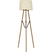 Avonni LM-9130-1N Siyah Boya Lambader E27 Metal Ahşap H: 160 cm, Ø: 50 cm